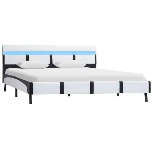 Okvir za krevet od umjetne kože LED bijeli 140 x 200 cm - Bijela i crna 140 x 200 cm Cijena
