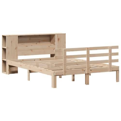 Krevet s regalom za knjige bez madraca 150 x 200 cm od borovine - Prirodna 150 x 200 cm Cijena