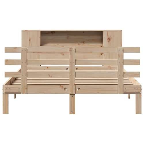 Krevet s regalom za knjige bez madraca 150 x 200 cm od borovine - Prirodna 150 x 200 cm Cijena
