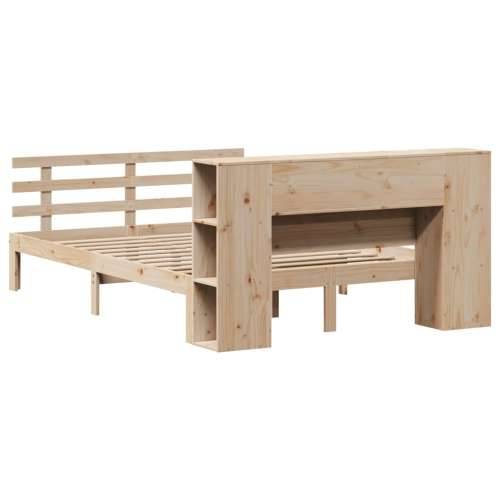 Krevet s regalom za knjige bez madraca 150 x 200 cm od borovine - Prirodna 150 x 200 cm Cijena