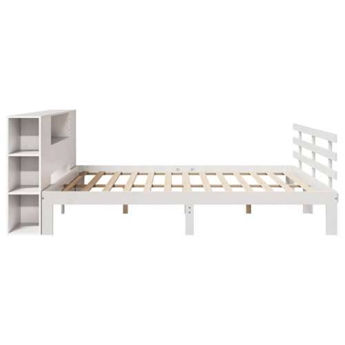 Krevet s regalom z knjige bez madraca bijeli 200x200cm borovina - Bijela 200 x 200 cm Cijena