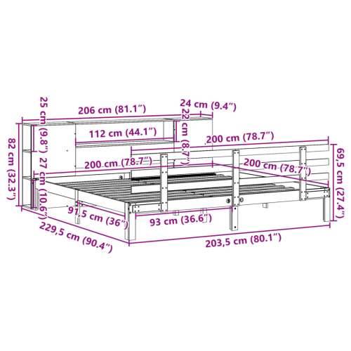 Krevet s regalom z knjige bez madraca bijeli 200x200cm borovina - Bijela 200 x 200 cm Cijena