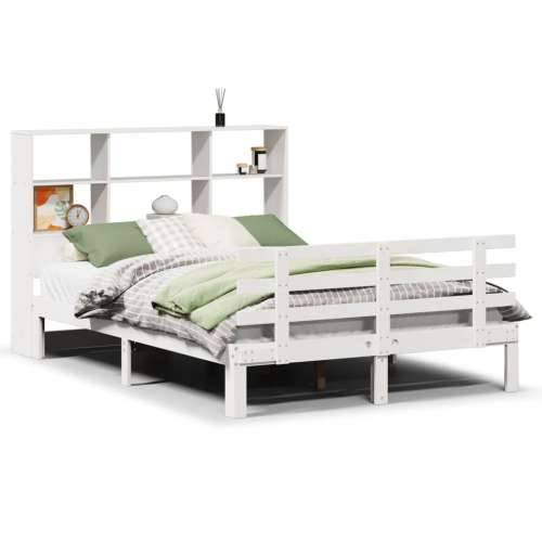 Krevet s regalom z knjige bez madraca bijeli 140x190cm borovina - Bijela 140 x 190 cm Cijena