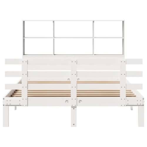 Krevet s regalom z knjige bez madraca bijeli 140x190cm borovina - Bijela 140 x 190 cm Cijena
