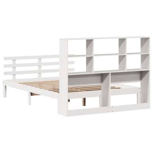 Krevet s regalom z knjige bez madraca bijeli 140x190cm borovina - Bijela 140 x 190 cm Cijena