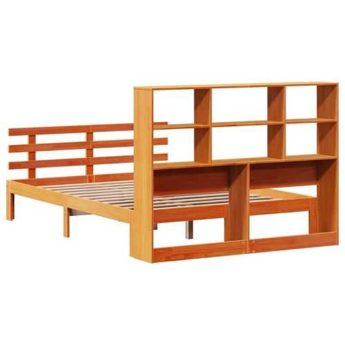 Krevet s regalom za knjige bez madraca 140 x 190 cm od borovine - Voštano smeđa 140 x 190 cm Cijena