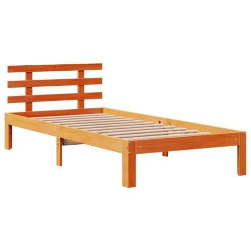 Krevet s regalom za knjige bez madraca 100 x 200 cm od borovine - Voštano smeđa 100 x 200 cm Cijena
