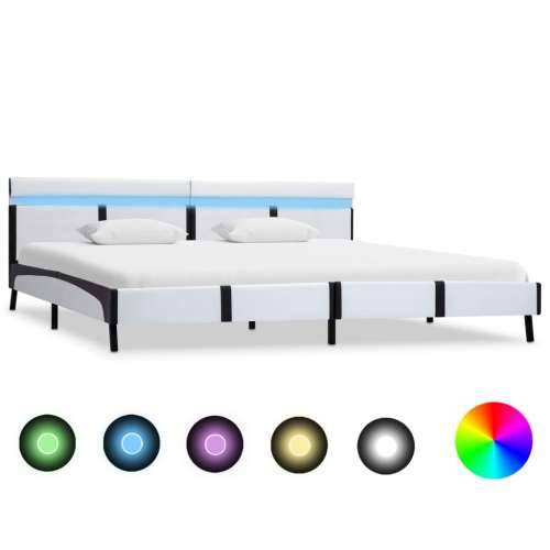 Okvir za krevet od umjetne kože LED bijeli 180 x 200 cm - Bijela i crna 180 x 200 cm Cijena