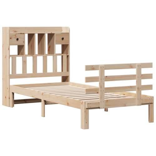 Krevet s regalom za knjige bez madraca 100 x 200 cm od borovine - Prirodna 100 x 200 cm Cijena
