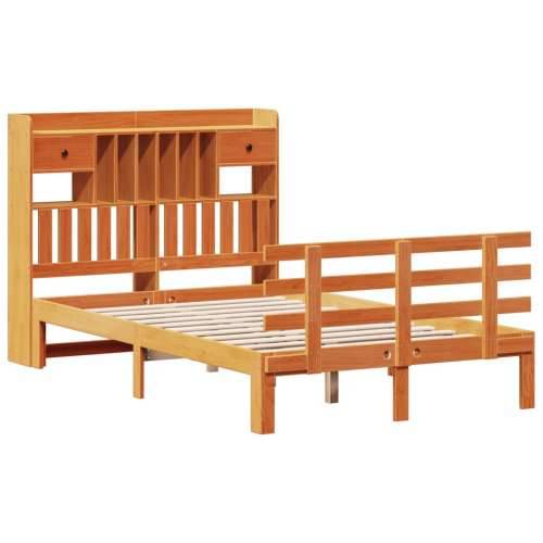 Krevet s regalom za knjige bez madraca 135 x 190 cm od borovine - Voštano smeđa 135 x 190 cm Cijena