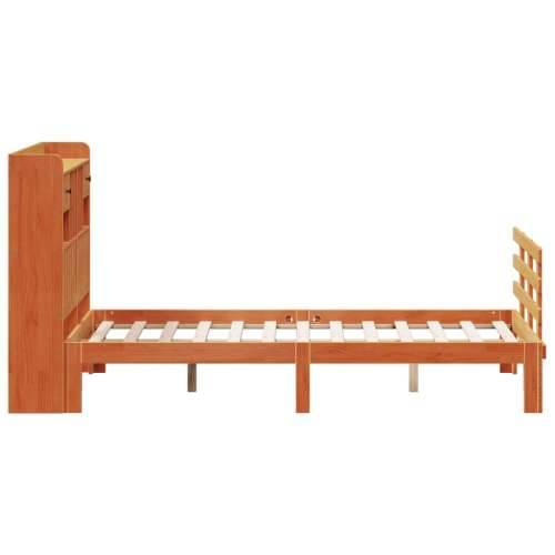 Krevet s regalom za knjige bez madraca 135 x 190 cm od borovine - Voštano smeđa 135 x 190 cm Cijena