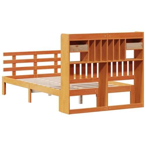Krevet s regalom za knjige bez madraca 135 x 190 cm od borovine - Voštano smeđa 135 x 190 cm Cijena