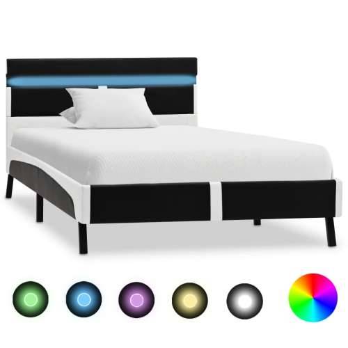 Okvir za krevet od umjetne kože s LED svjetlom crni 90 x 200 cm - Crno-bijelo 90 x 200 cm Cijena