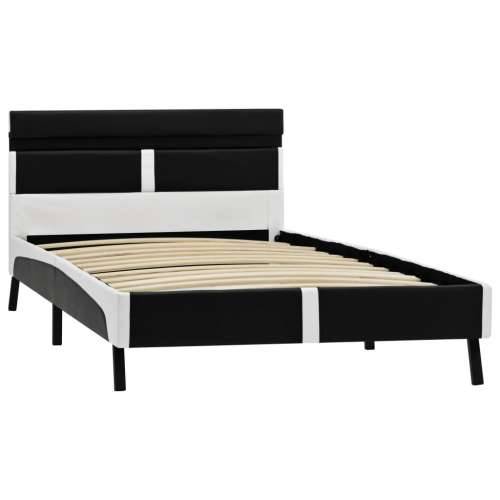 Okvir za krevet od umjetne kože s LED svjetlom crni 90 x 200 cm - Crno-bijelo 90 x 200 cm Cijena