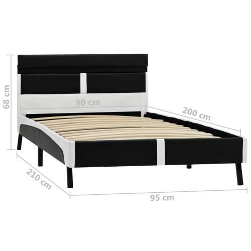Okvir za krevet od umjetne kože s LED svjetlom crni 90 x 200 cm - Crno-bijelo 90 x 200 cm Cijena