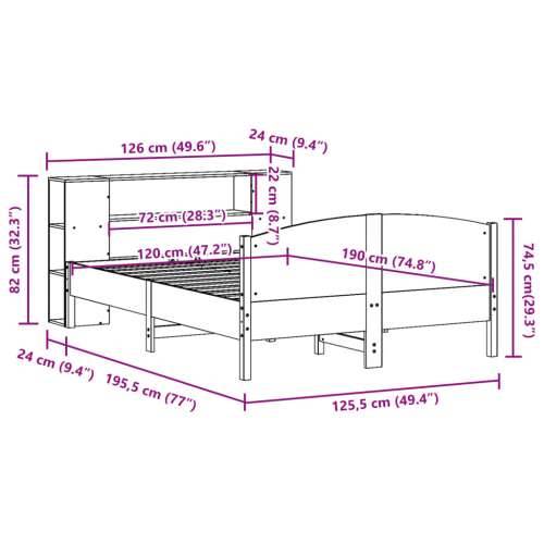 Krevet s regalom z knjige bez madraca bijeli 120x190cm borovina - Bijela 120 x 190 cm Cijena
