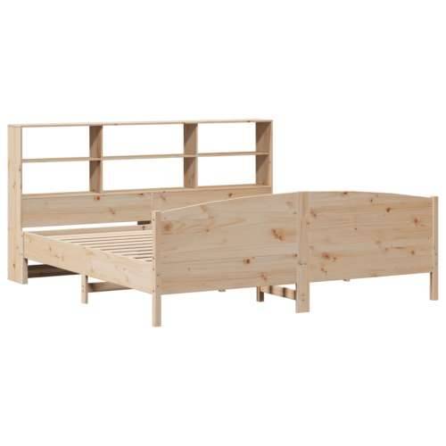 Krevet s regalom za knjige bez madraca 200 x 200 cm od borovine - Prirodna 200 x 200 cm Cijena
