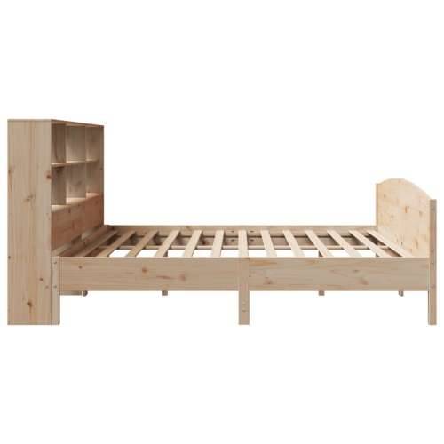 Krevet s regalom za knjige bez madraca 200 x 200 cm od borovine - Prirodna 200 x 200 cm Cijena