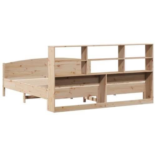 Krevet s regalom za knjige bez madraca 200 x 200 cm od borovine - Prirodna 200 x 200 cm Cijena