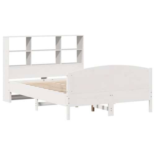 Krevet s regalom z knjige bez madraca bijeli 120x200cm borovina - Bijela 120 x 200 cm Cijena