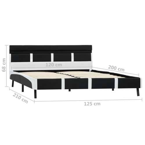 Okvir za krevet od umjetne kože s LED svjetlom crni 120x200 cm - Crno-bijelo 120 x 200 cm Cijena
