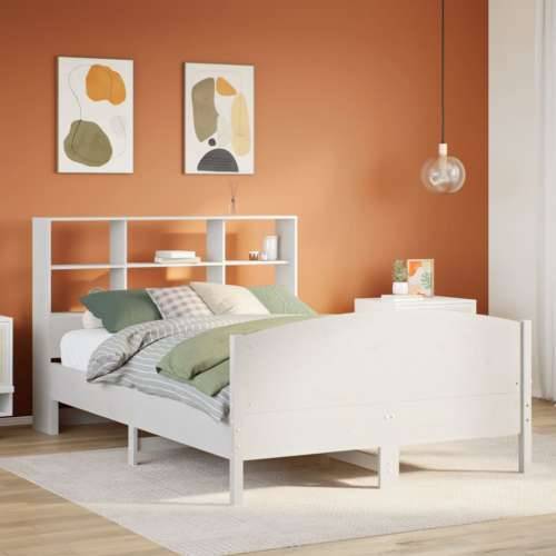 Krevet s regalom z knjige bez madraca bijeli 120x190cm borovina - Bijela 120 x 190 cm Cijena