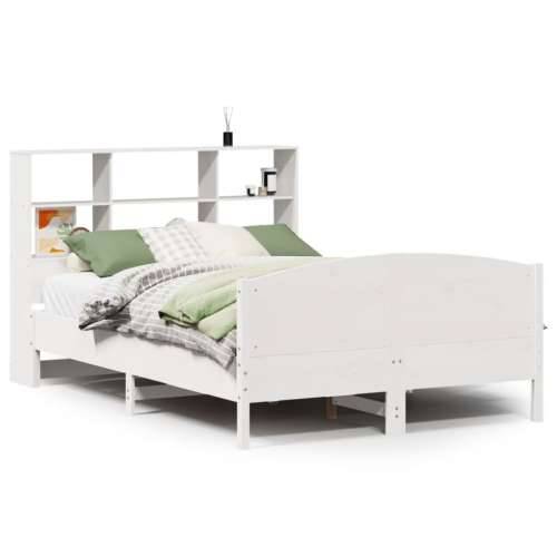 Krevet s regalom z knjige bez madraca bijeli 120x190cm borovina - Bijela 120 x 190 cm Cijena