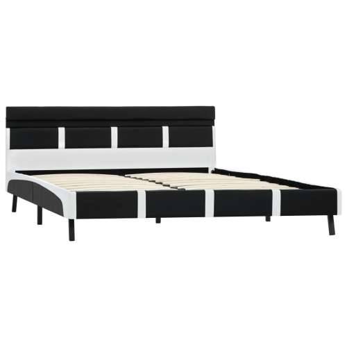Okvir za krevet od umjetne kože s LED svjetlom crni 140x200 cm - Crno-bijelo 140 x 200 cm Cijena