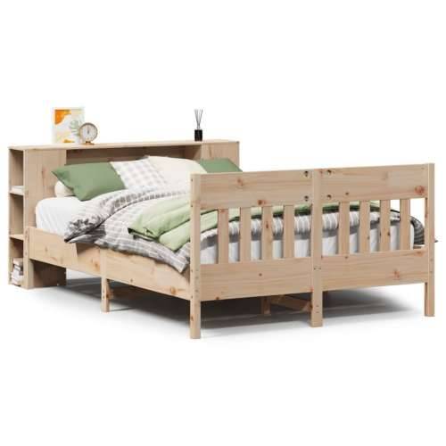 Krevet s regalom za knjige bez madraca 140x190 cm od borovine - Prirodna 140 x 190 cm Cijena