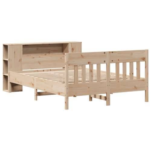 Krevet s regalom za knjige bez madraca 140x190 cm od borovine - Prirodna 140 x 190 cm Cijena