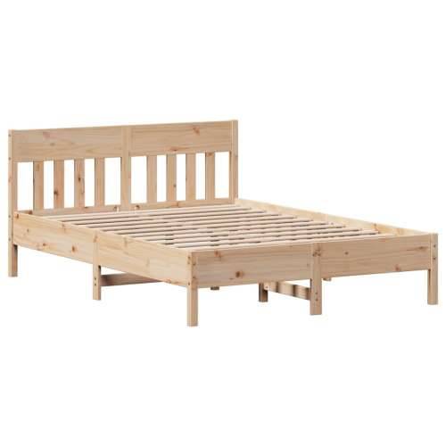 Krevet s regalom za knjige bez madraca 140x190 cm od borovine - Prirodna 140 x 190 cm Cijena