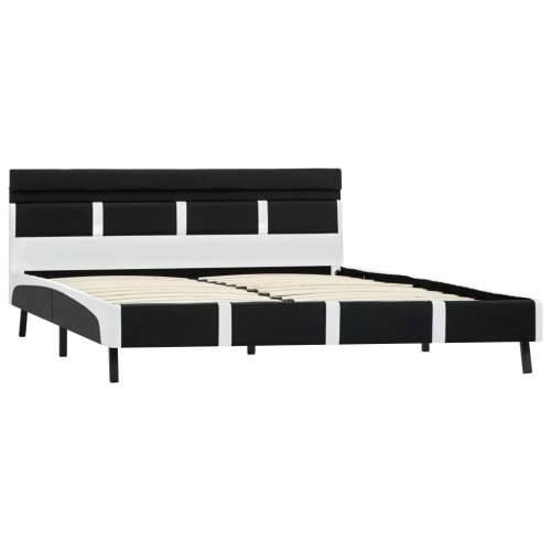 Okvir za krevet od umjetne kože s LED svjetlom crni 160x200 cm - Crno-bijelo 160 x 200 cm Cijena