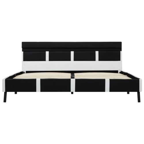 Okvir za krevet od umjetne kože s LED svjetlom crni 160x200 cm - Crno-bijelo 160 x 200 cm Cijena