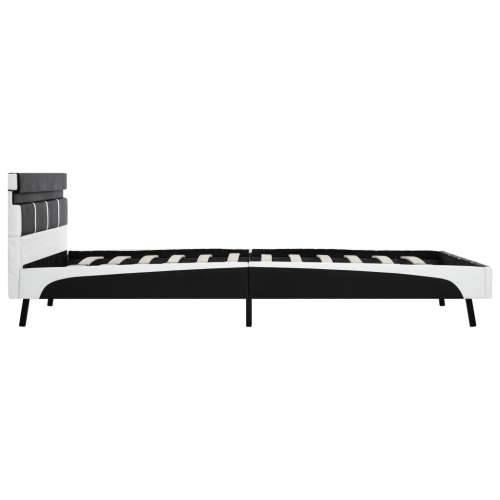 Okvir za krevet od umjetne kože s LED svjetlom crni 160x200 cm - Crno-bijelo 160 x 200 cm Cijena