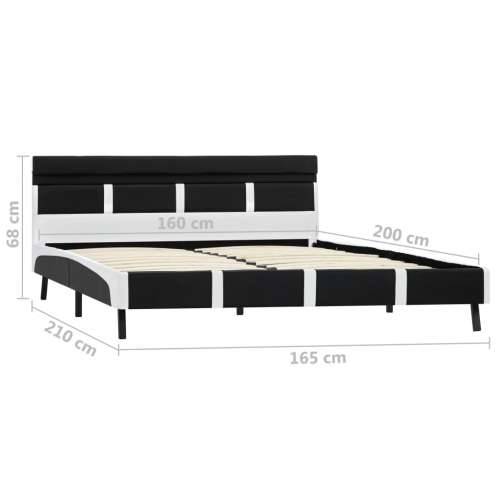Okvir za krevet od umjetne kože s LED svjetlom crni 160x200 cm - Crno-bijelo 160 x 200 cm Cijena