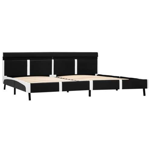 Okvir za krevet od umjetne kože s LED svjetlom crni 180x200 cm - Crno-bijelo 180 x 200 cm Cijena