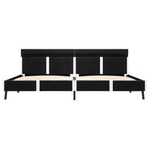 Okvir za krevet od umjetne kože s LED svjetlom crni 180x200 cm - Crno-bijelo 180 x 200 cm Cijena