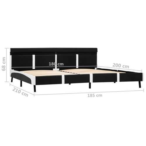Okvir za krevet od umjetne kože s LED svjetlom crni 180x200 cm - Crno-bijelo 180 x 200 cm Cijena