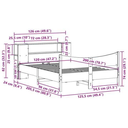 Okvir kreveta bez madraca 120 x 200 cm od masivne borovine - Prirodna 120 x 200 cm Cijena