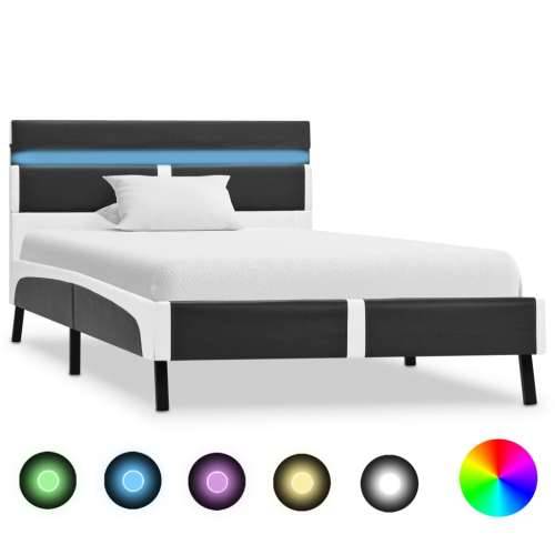 Okvir za krevet od umjetne kože s LED svjetlom sivi 90 x 200 cm - Siva i bijela 90 x 200 cm Cijena