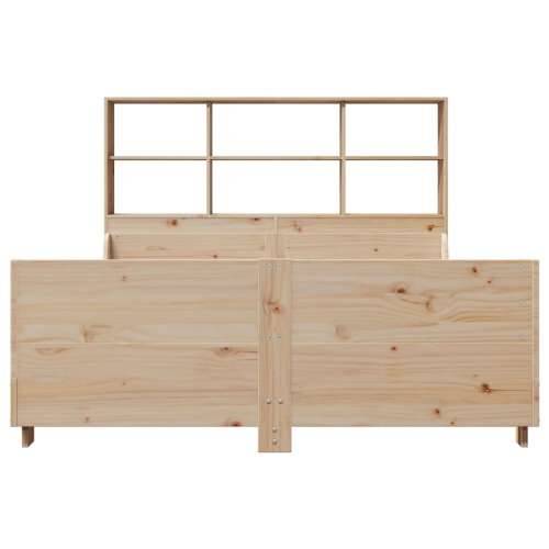 Krevet s regalom za knjige bez madraca 140x200 cm masivno drvo - Smeđa 140 x 200 cm Cijena