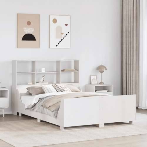 Krevet s regalom za knjige bez madraca bijeli 120x200cm od drva - Bijela 120 x 200 cm Cijena