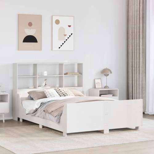 Krevet s regalom za knjige bez madraca bijeli 120x190cm od drva - Bijela 120 x 190 cm Cijena