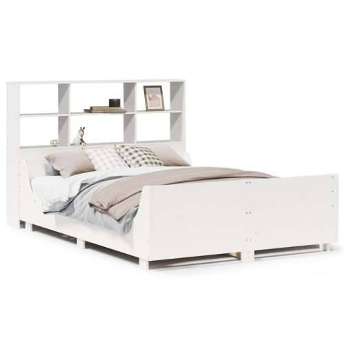 Krevet s regalom za knjige bez madraca bijeli 120x190cm od drva - Bijela 120 x 190 cm Cijena
