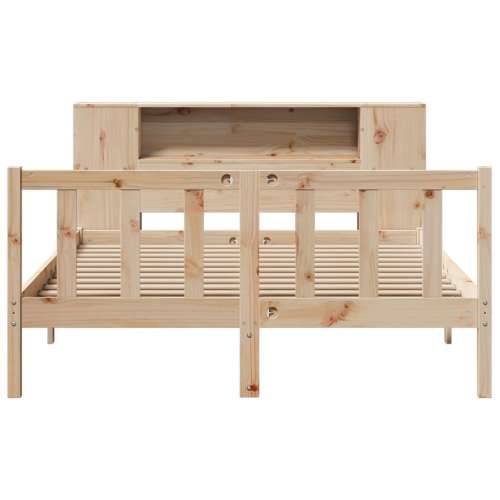 Krevet s regalom za knjige bez madraca 140x190 cm od borovine - Prirodna 140 x 190 cm Cijena