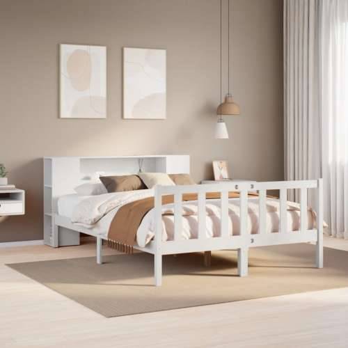 Krevet s regalom z knjige bez madraca bijeli 140x200cm borovina - Bijela 140 x 200 cm Cijena