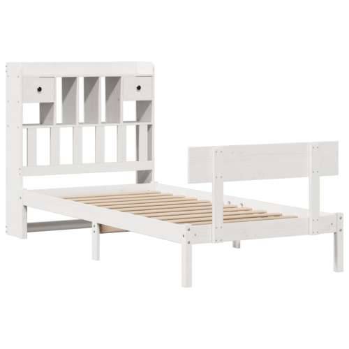 Krevet s regalom za knjige bez madraca bijeli 75x190cm borovina - Bijela 75 x 190 cm Cijena