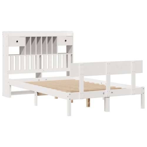 Krevet s regalom z knjige bez madraca bijeli 135x190cm borovina - Bijela 135 x 190 cm Cijena