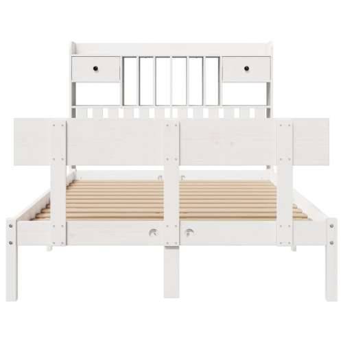 Krevet s regalom z knjige bez madraca bijeli 135x190cm borovina - Bijela 135 x 190 cm Cijena