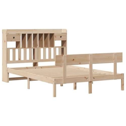 Krevet s regalom za knjige bez madraca 160x200 cm od borovine - Prirodna 160 x 200 cm Cijena